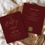 Budget All in One Burgundy Gold Wedding QR Code<br><div class="desc">Introducing our Gold Wedding Modern Typography Script Invitation: Make a statement with our elegant wedding invitations featuring modern typography and luxurious black and gold accents. Crafted with meticulous attention to detail, these invitations exude sophistication and style, setting the tone for your special day. The sleek black background is adorned with...</div>