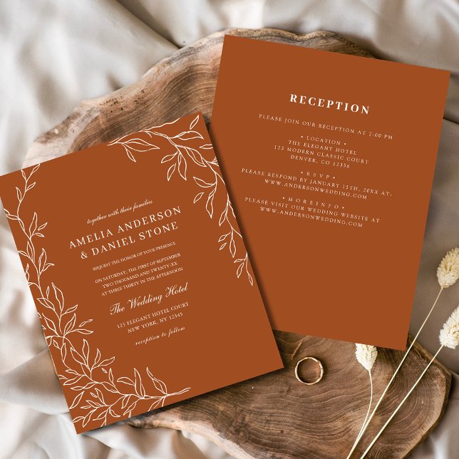 Budget All in One Burnt Orange Wedding Invitation Flyer (Creator Uploaded)