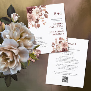 Budget All in One Eucalyptus Floral Wedding Invite