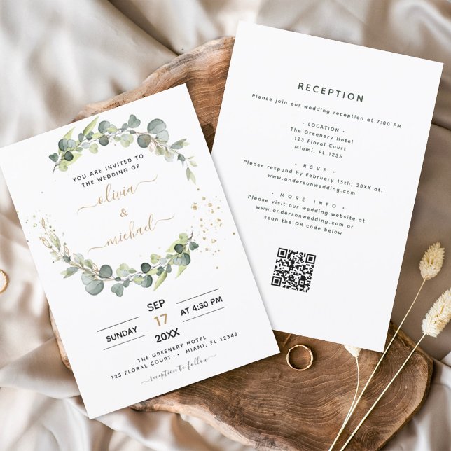 Budget All in One Eucalyptus QR Code Wedding Flyer (Creator Uploaded)