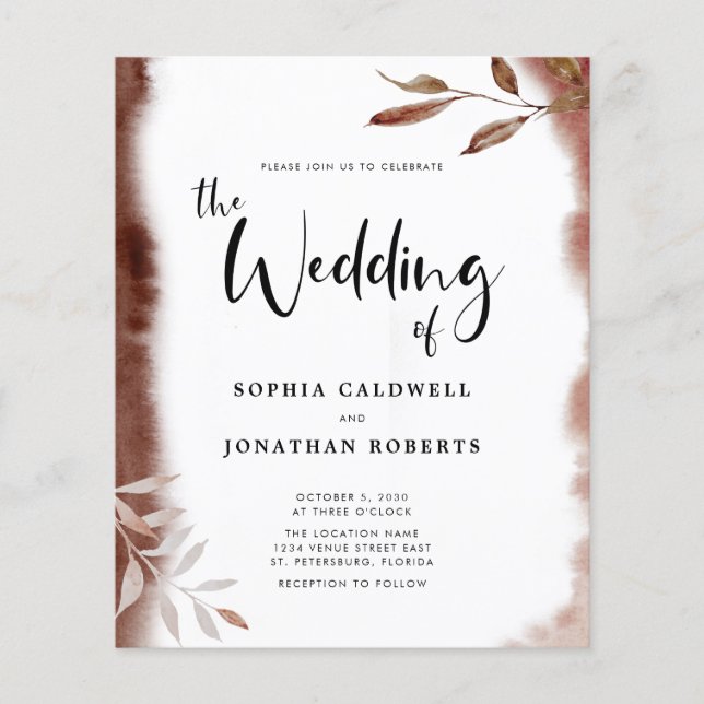 Budget All in One Fall Foliage Wedding Invitation (Front)