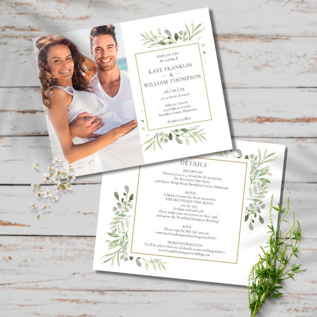 Budget All In One Foliage Photo Wedding Invitation (Creator Uploaded)