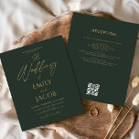 Budget All in One Green Gold Wedding QR Code<br><div class="desc">Introducing our Green Gold Wedding Modern Typography Script Invitation: Make a statement with our elegant wedding invitations featuring modern typography and luxurious Green and gold accents. Crafted with meticulous attention to detail, these invitations exude sophistication and style, setting the tone for your special day. The sleek black background is adorned...</div>