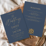 Budget All in One Navy Blue Gold Wedding QR Code<br><div class="desc">Introducing our Navy Blue Gold Wedding Modern Typography Script Invitation: Make a statement with our elegant wedding invitations featuring modern typography and luxurious Navy Blue and gold accents. Crafted with meticulous attention to detail, these invitations exude sophistication and style, setting the tone for your special day. The sleek black background...</div>