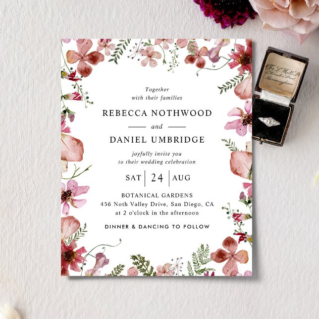 Budget All in One Peach Flowers Wedding Invitation (Creator Uploaded)
