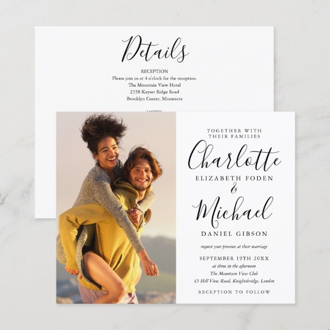 Budget All In One Photo Chic Wedding Invite (Front/Back)