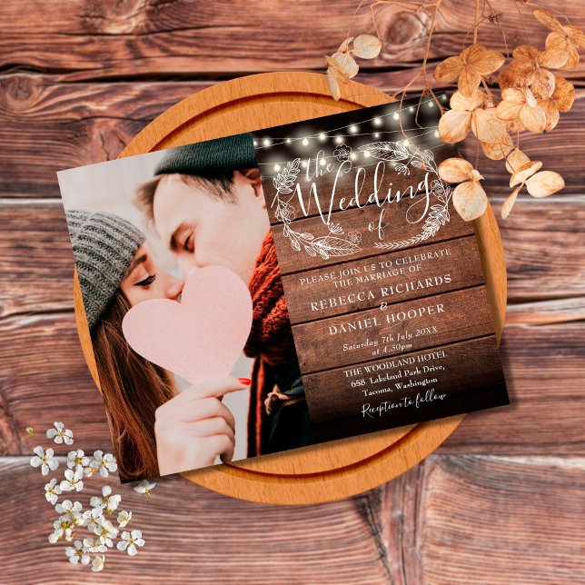 Budget All In One Rustic Photo Wedding Invite (Creator Uploaded)