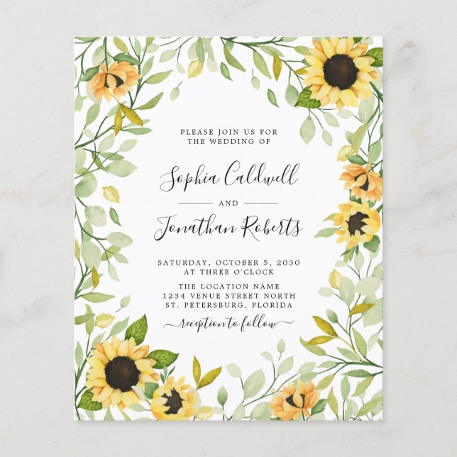 Budget All in One Sunflowers Foliage Wedding (Front)