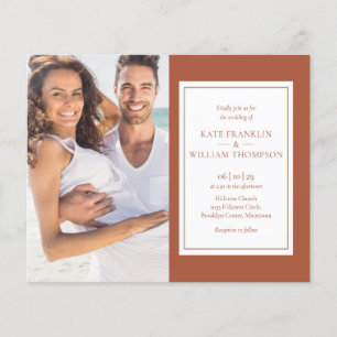 Budget All In One Terracotta Photo Wedding Invite