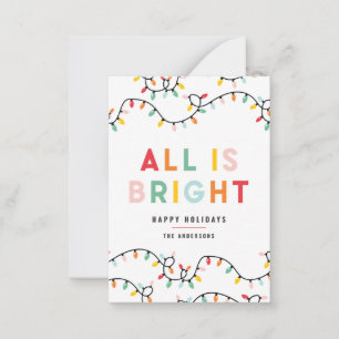 budget All is bright fun modern bright Christmas Card