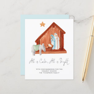 Budget All Is Calm Simple Nativity Holiday Card