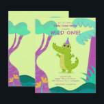 Budget Alligator Kid's Birthday Invitations<br><div class="desc">A cute alligator in his party hat, these affordable birthday party invitations printed on your choice of 3 paper sizes of bright white semi-gloss 110 lbs cardstock. (We don't advise using the satin 80 lb paper as it is thin and more like a magazine page, not invitation paper.) **White envelopes...</div>