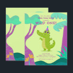 Budget Alligator Kid's Birthday Invitations<br><div class="desc">A cute alligator in his party hat, these affordable birthday party invitations printed on your choice of 3 paper sizes of bright white semi-gloss 110 lbs cardstock. (We don't advise using the satin 80 lb paper as it is thin and more like a magazine page, not invitation paper.) **White envelopes...</div>