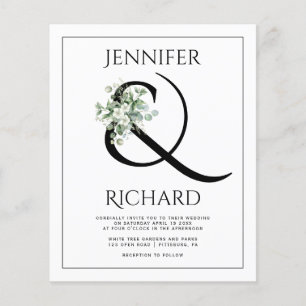 BUDGET Ampersand, eucalyptus QR wedding invitation Flyer