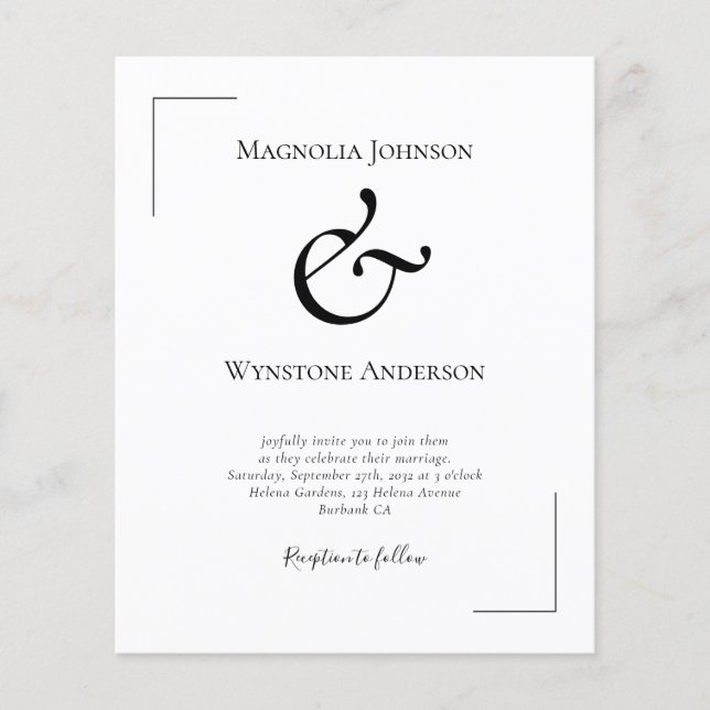 Budget Ampersand Wedding Invitation Flyer (Front)