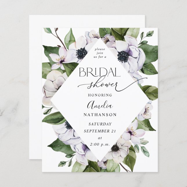 Budget Anemone White Floral Bridal Shower (Front/Back)