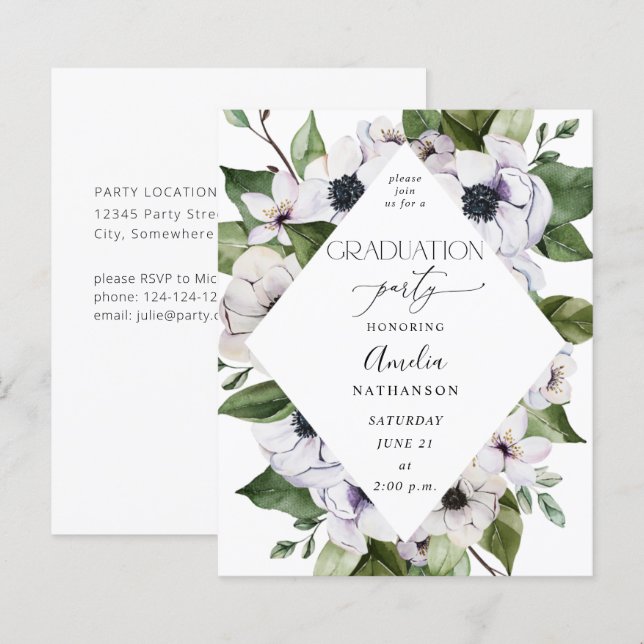 Budget Anemone White Floral Graduation (Front/Back)