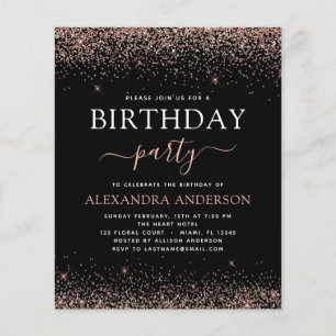Budget Any Age Birthday Rose Gold Pink Glitter
