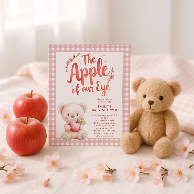 Budget Apple of Eye Pink Gingham Bear Baby Shower (Creator Uploaded)