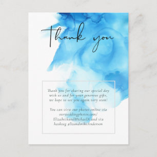 Budget Aqua Blue Watercolor Wash Wedding Postcard