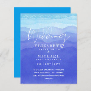 BUDGET Aqua Ocean Wedding Invite Beach Destination