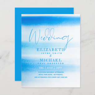 BUDGET Aqua Watercolor Wedding Invite Ocean Beach