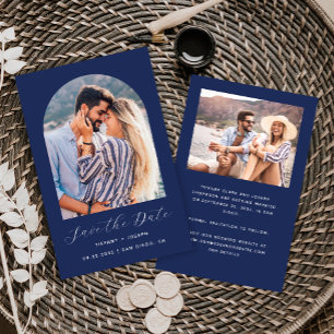 Budget Arch 2-Photo Navy Blue Save the Date