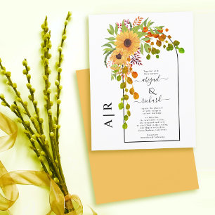 BUDGET Arch and sunflowers fall wedding invitation