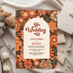 Budget Arch Groovy Retro 70s Floral Wedding Flyer