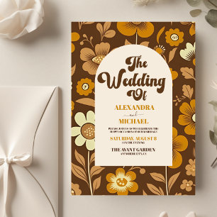 Budget Arch Modern Retro 70s Floral Wedding Flyer
