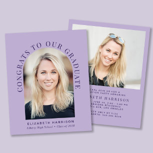 Budget Arch Photo Lavender Graduation Party Invite