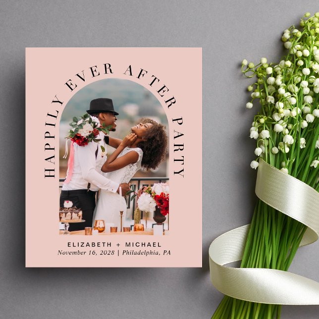 Budget Arch Photo Wedding Reception Invitation (Celebrate your love story with an invitation showcasing your favorite photo in an elegant arch frame)