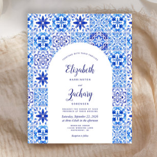Budget Arch Portuguese Blue Tile Wedding Invite