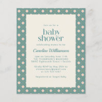 Budget Art Deco Geometric Teal Pink Baby Shower