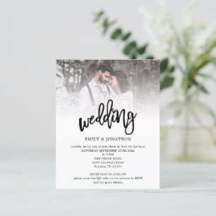 Budget Artsy Script Photo QR Code Wedding Invite