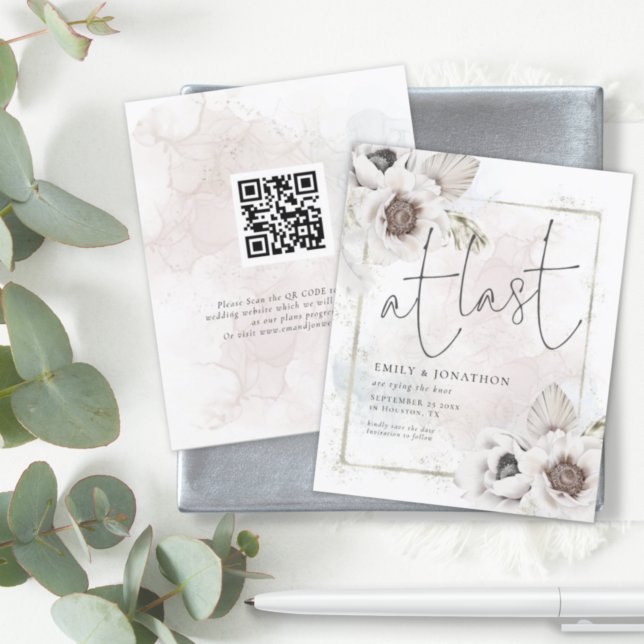 Budget At Last QR Florals Wedding Save the Date (Creator Uploaded)