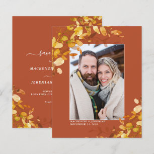 Budget Autumn Botanical Photo Save the Date