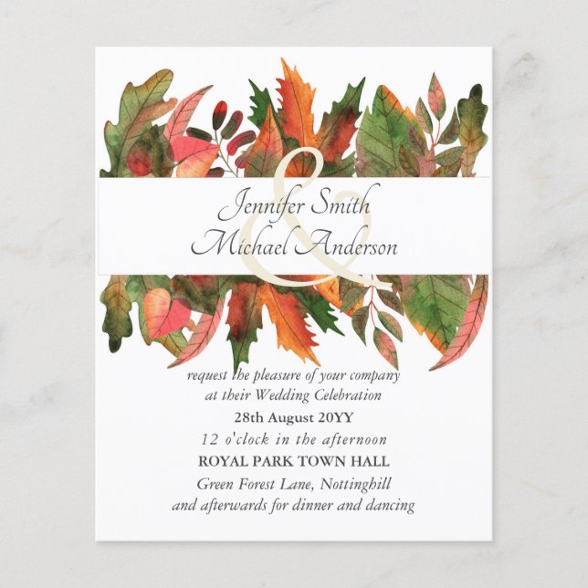 Budget Autumn Fall Leaves Wedding Ampersand (Front)