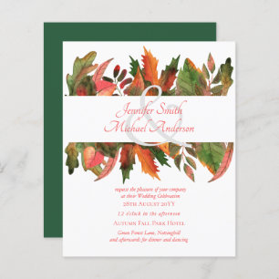 BUDGET Autumn Fall Leaves Wedding Invites