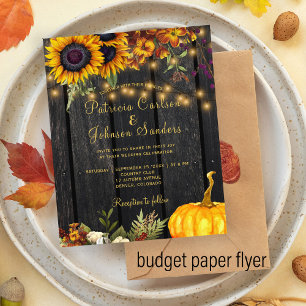 Budget autumn fall rustic wood wedding invitation flyer