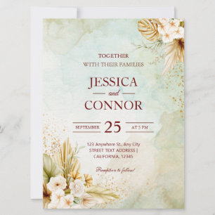 Budget Autumn Watercolor simple Wedding Invitation