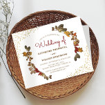 Budget Autumnal Wedding Invitations<br><div class="desc">Invite your guests to celebrate your wedding day,  with these elegant autumnal wedding invitations. Featuring a classic white background,  with gold glitter in 2 of the corners,  an array of autumnal coloured foliage designed frame around a stylish wedding template which is easy to customise.</div>