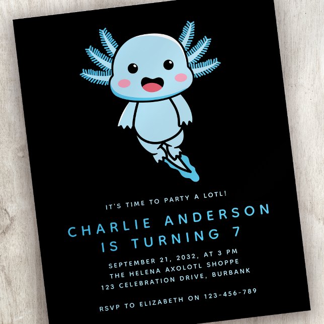 Budget Axolotl Kid's Birthday Party Invitation (Creator Uploaded)