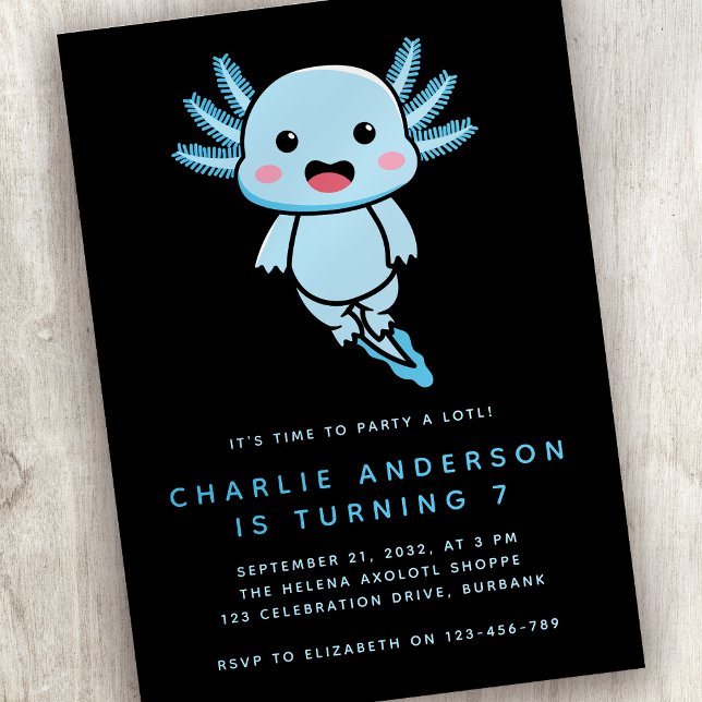 Budget Axolotl Kid's Birthday Party Invitation (Creator Uploaded)