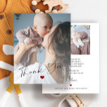 Budget baby 2 photos script thank you card<br><div class="desc">Send an elegant trendy modern BUDGET AFFORDABLE thank you card to your host and all your friends who attended your baby shower. In simple minimalist style with your custom two photos and text overlay, it is suitable for boy, girl or neutral baby showers, baptisms, christening, and newborn baby announcements. You...</div>