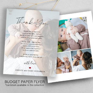 Budget baby 4 photos script thank you card