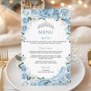 Budget Baby Blue Floral Sweet 16 Quinceañera Menu