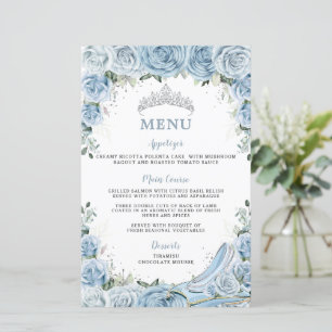 Budget Baby Blue Floral Sweet 16 Quinceanera Menu