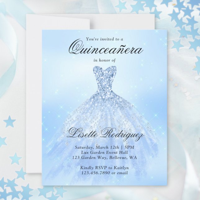 Budget Baby Blue Quinceanera Invitation (Creator Uploaded)