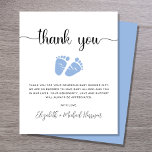 Budget Baby Boy Shower Thank You Card<br><div class="desc">Cute budget-friendly thank you card with "thank you" in a stylish script with swashes and a blue watercolor of baby feet. Underneath you can easily personalise your thank you message or leave blank for a handwritten note.</div>